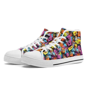 3D Graffiti Blocks in Bold Colors Converse Style High Tops
