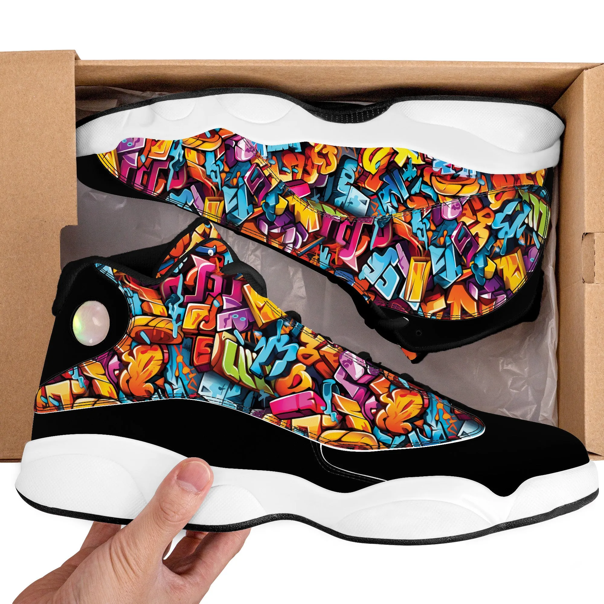3D Street Art Word Graffiti Design High-Performance Basketball Shoes