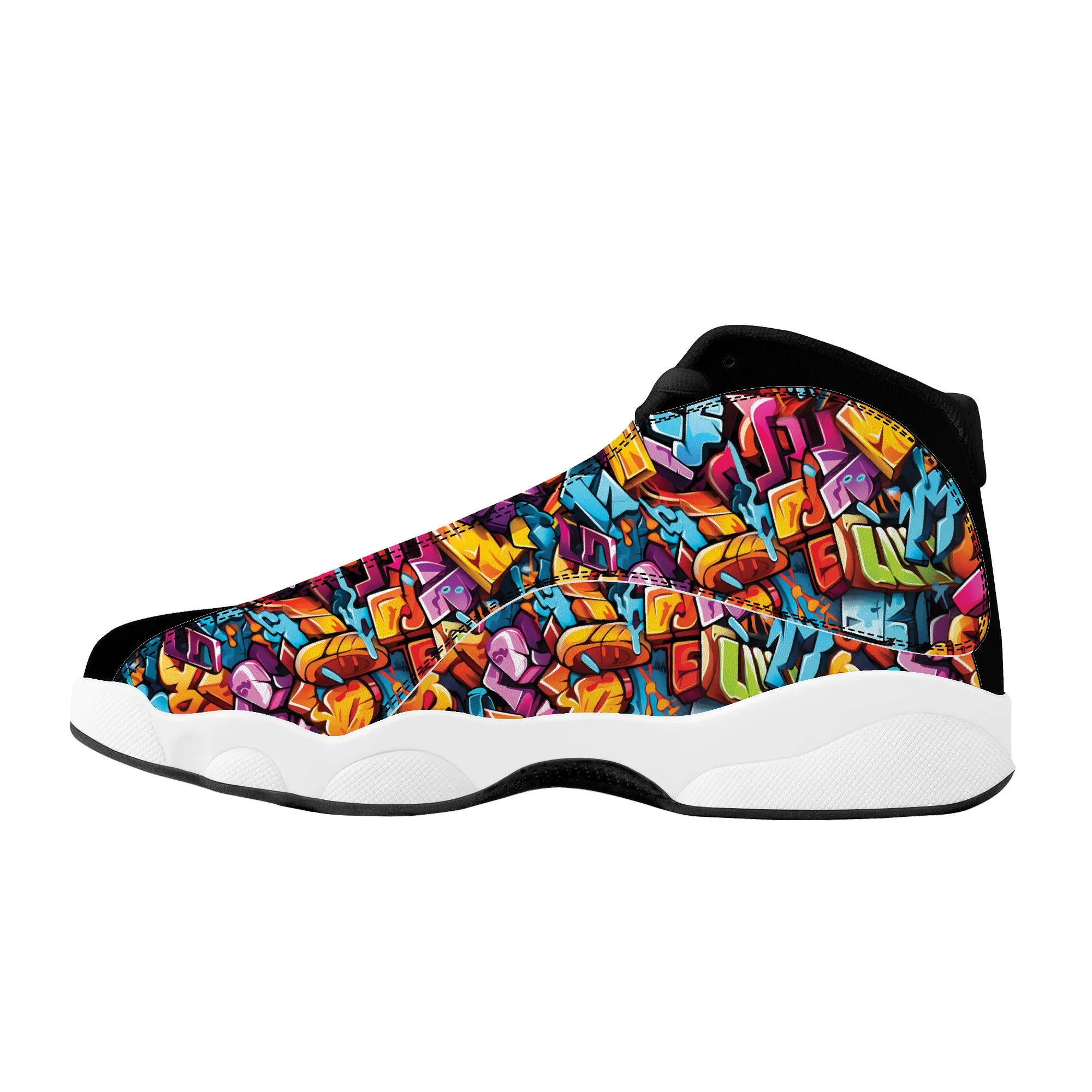 3D Street Art Word Graffiti Design High-Performance Basketball Shoes