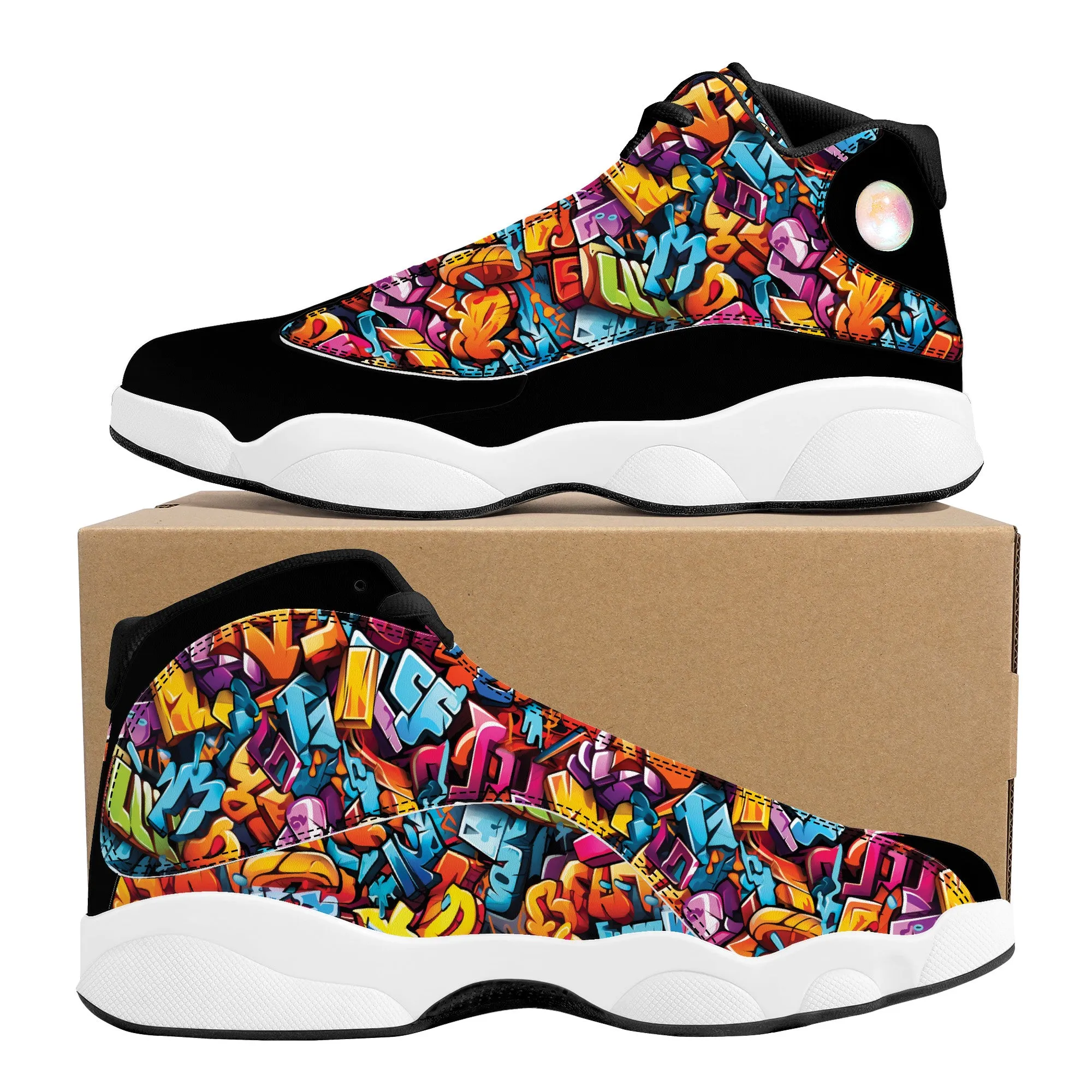 3D Street Art Word Graffiti Design High-Performance Basketball Shoes