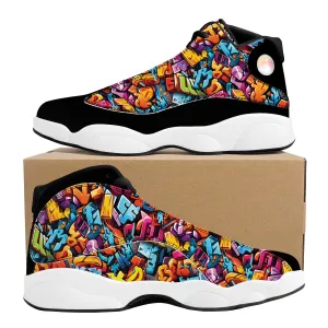 3D Street Art Word Graffiti Design High-Performance Basketball Shoes