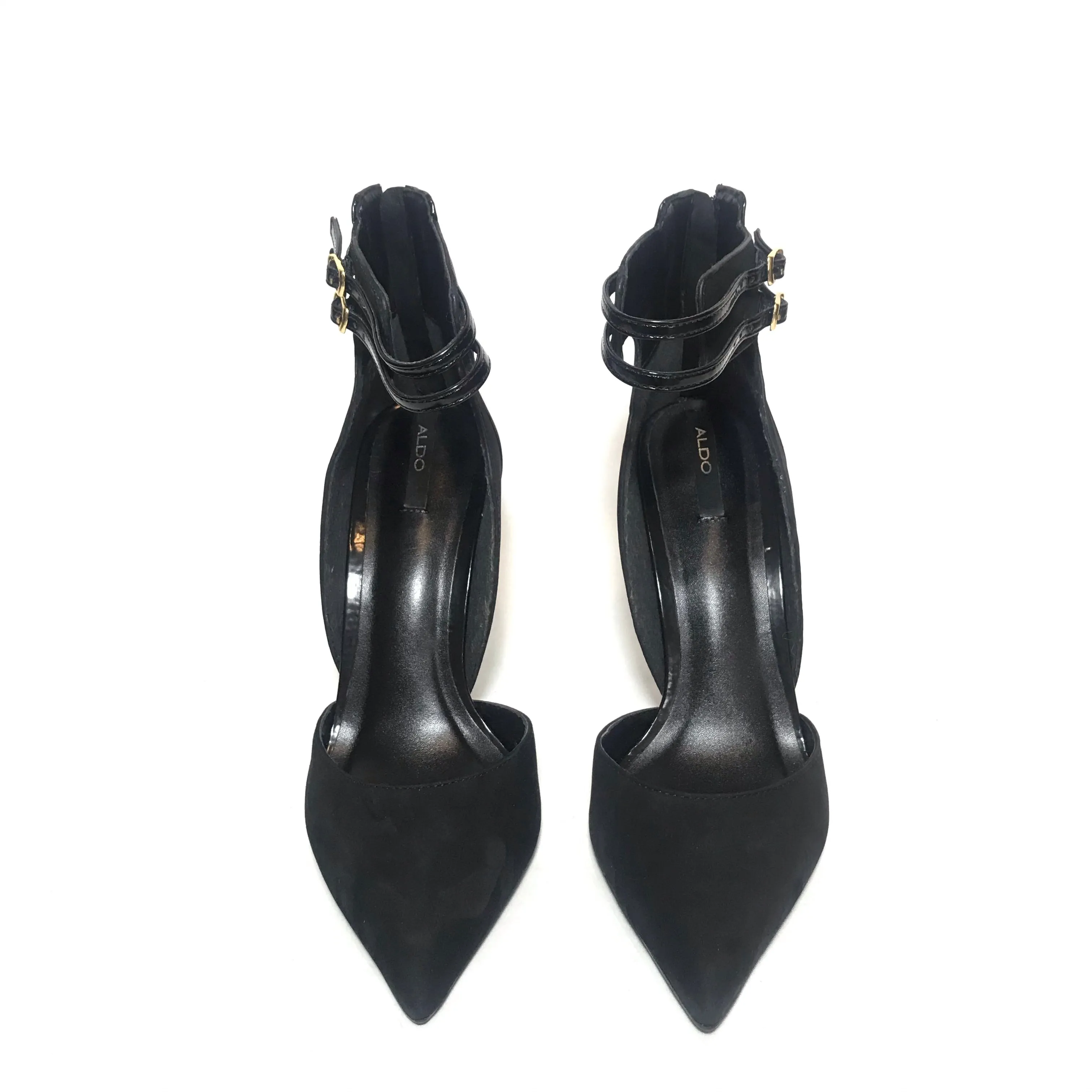 ALDO Black Suede Ankle Strap Pointed Pumps | Like New |