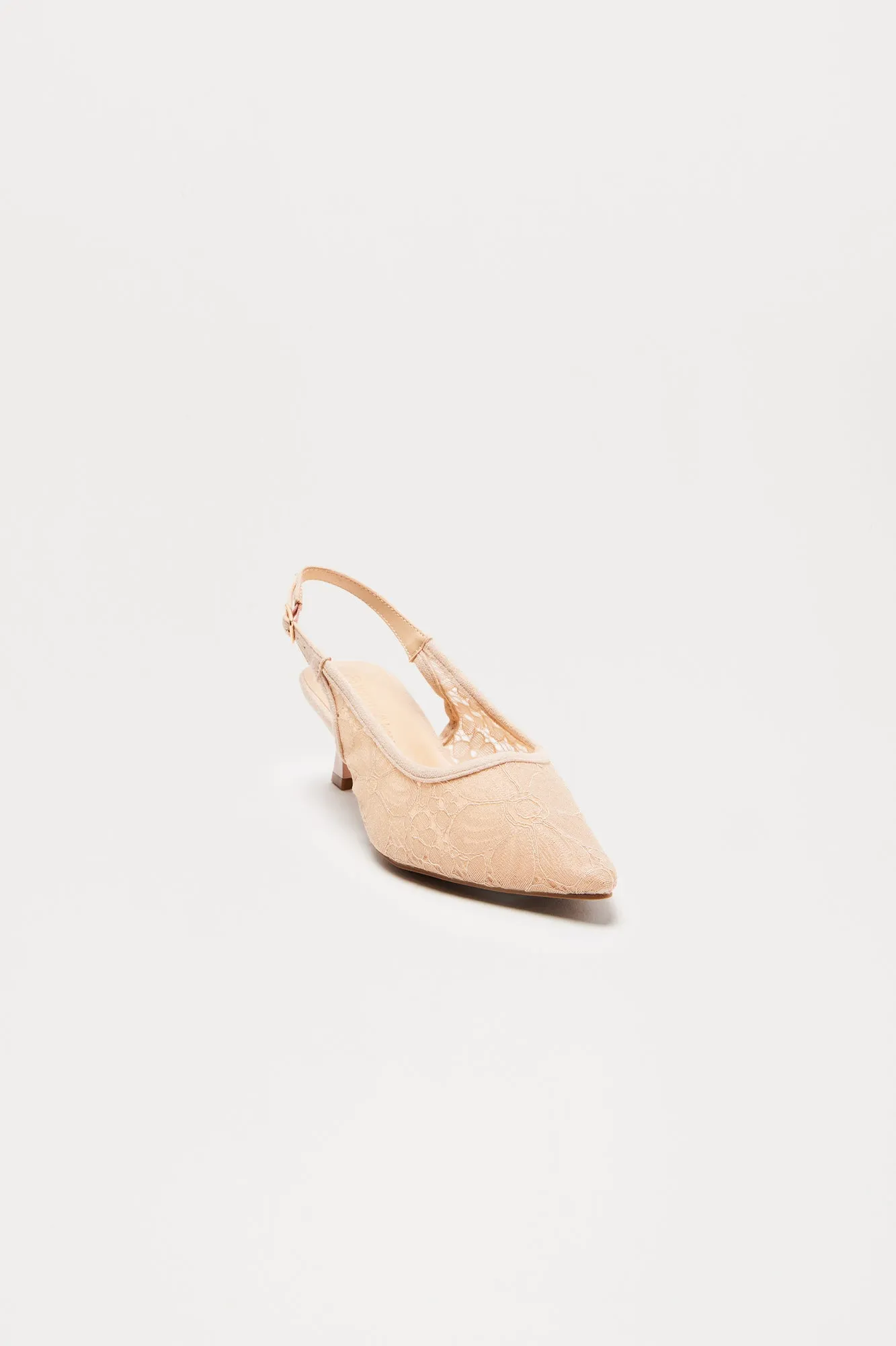 Arica Lace Slingback Pumps - Nude