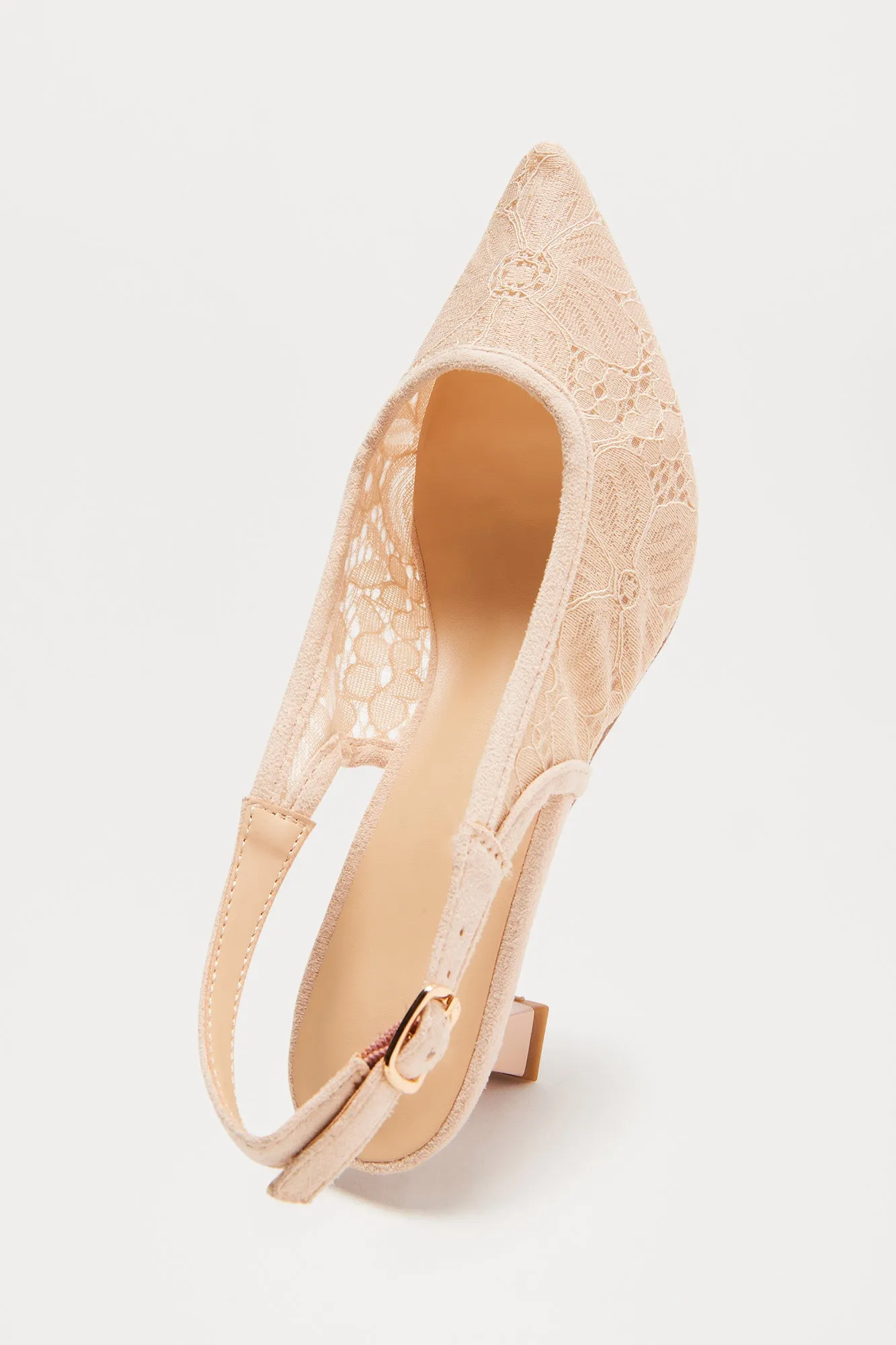 Arica Lace Slingback Pumps - Nude