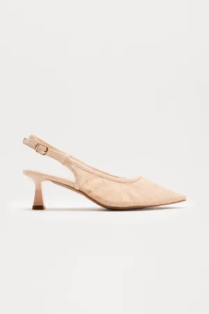 Arica Lace Slingback Pumps - Nude