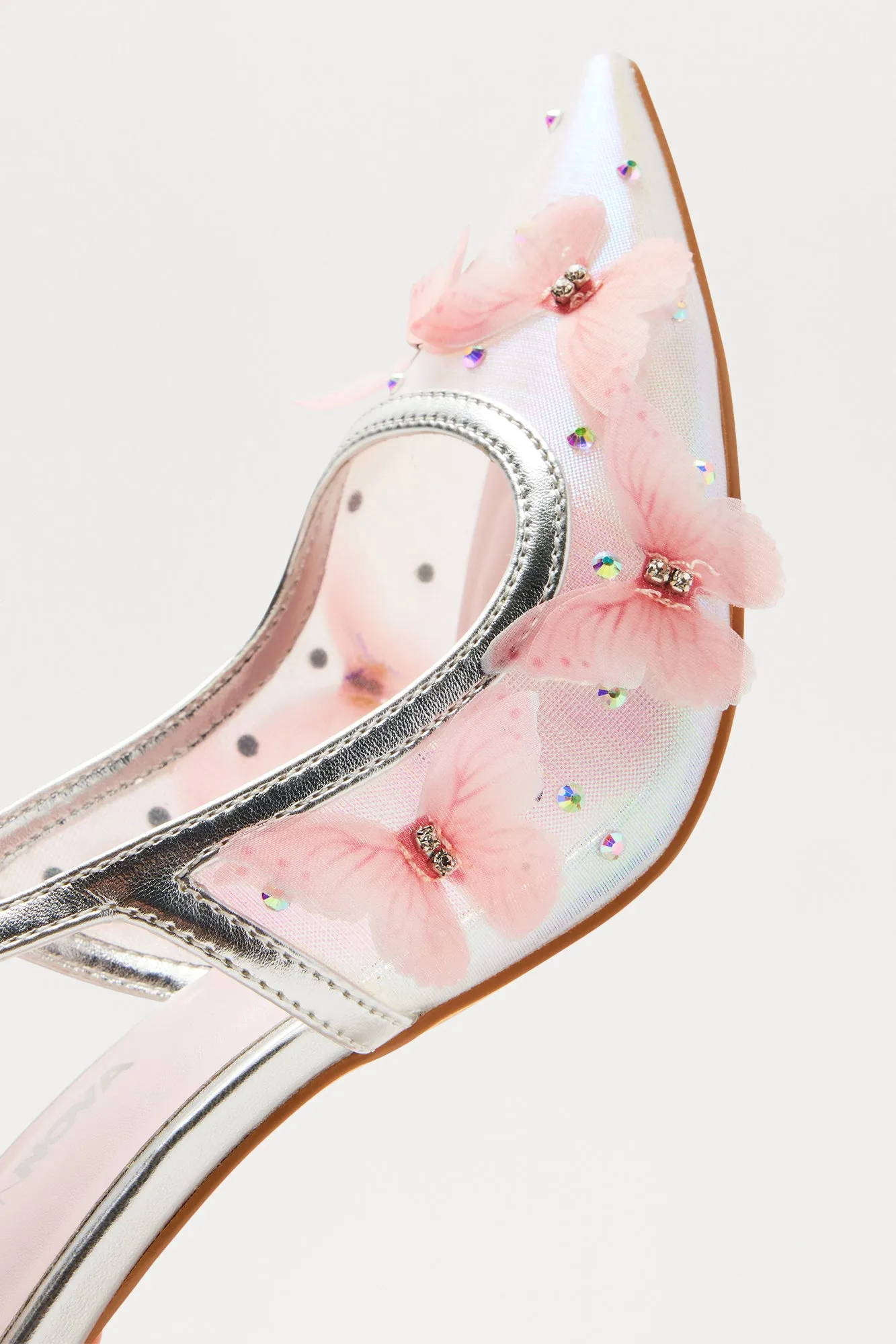 Aries Rhinestone Butterfly Pumps - Pink