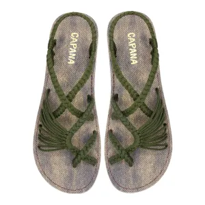 Banyan - Olive Jeans Rope Sandals