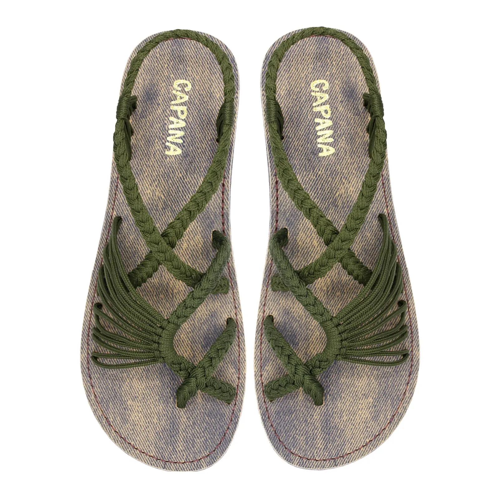 Banyan - Olive Jeans Rope Sandals