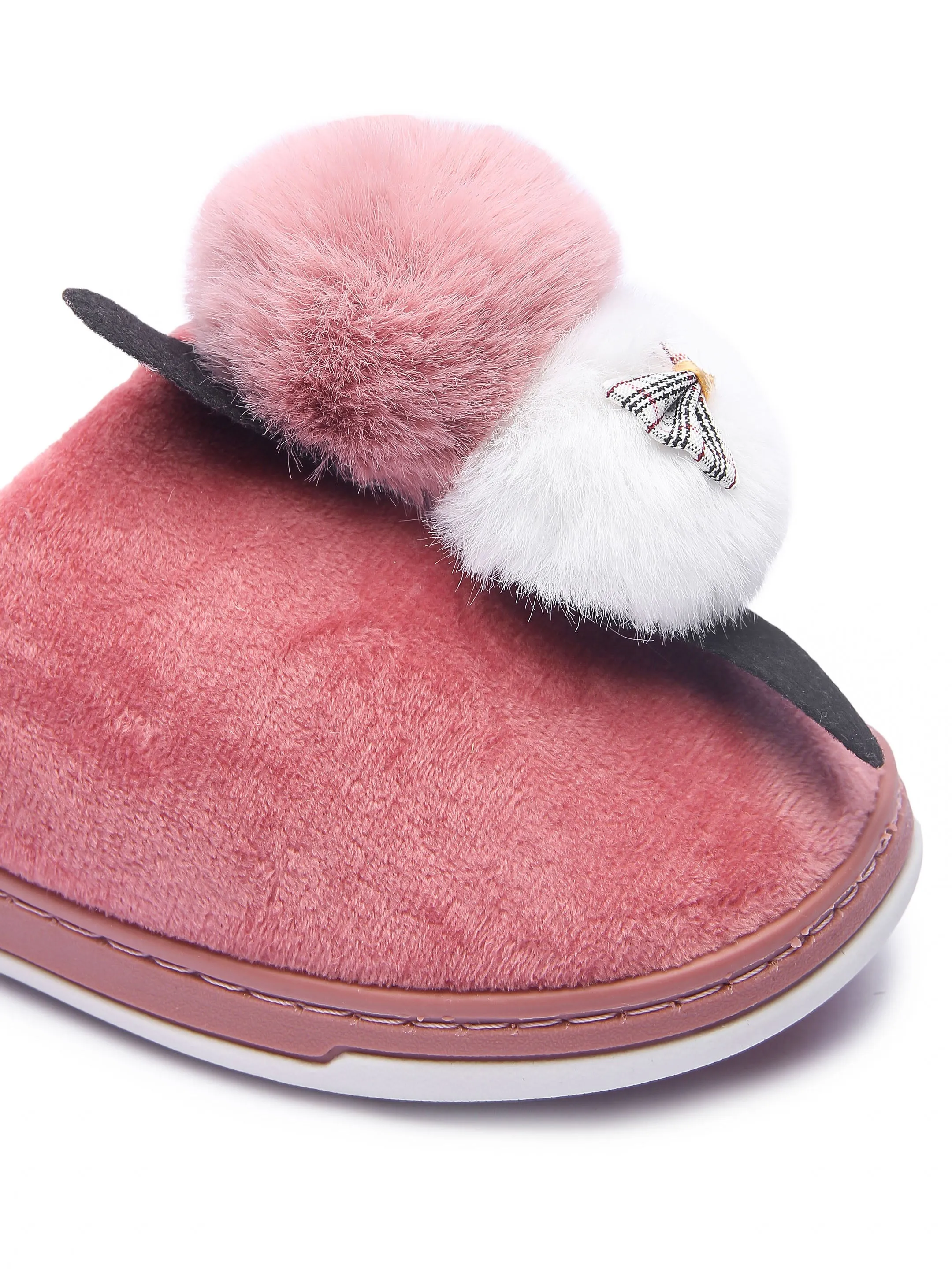 Brauch Women's Pink Bow Kitty Winter Slippers