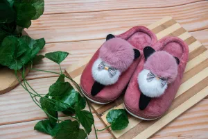 Brauch Women's Pink Bow Kitty Winter Slippers