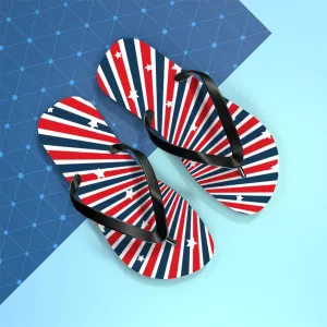 Burst Stripe Patriotic Flip Flops  Red, White & Blue Star Sandals