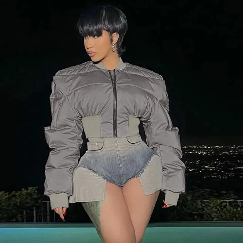 Catch My Reflection Cropped Puffer Jacket