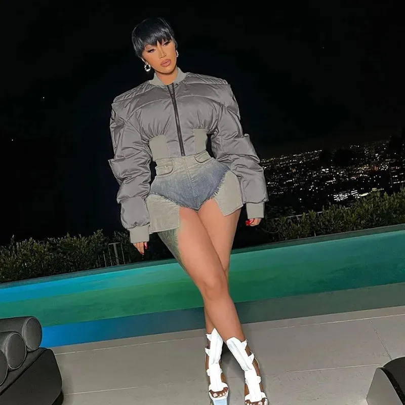 Catch My Reflection Cropped Puffer Jacket