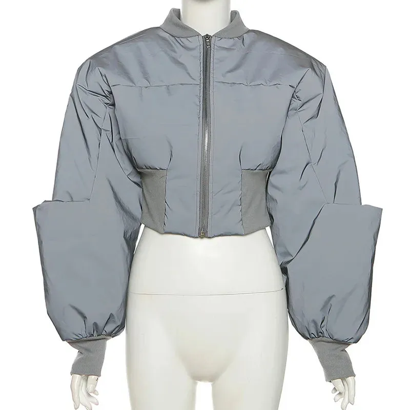 Catch My Reflection Cropped Puffer Jacket