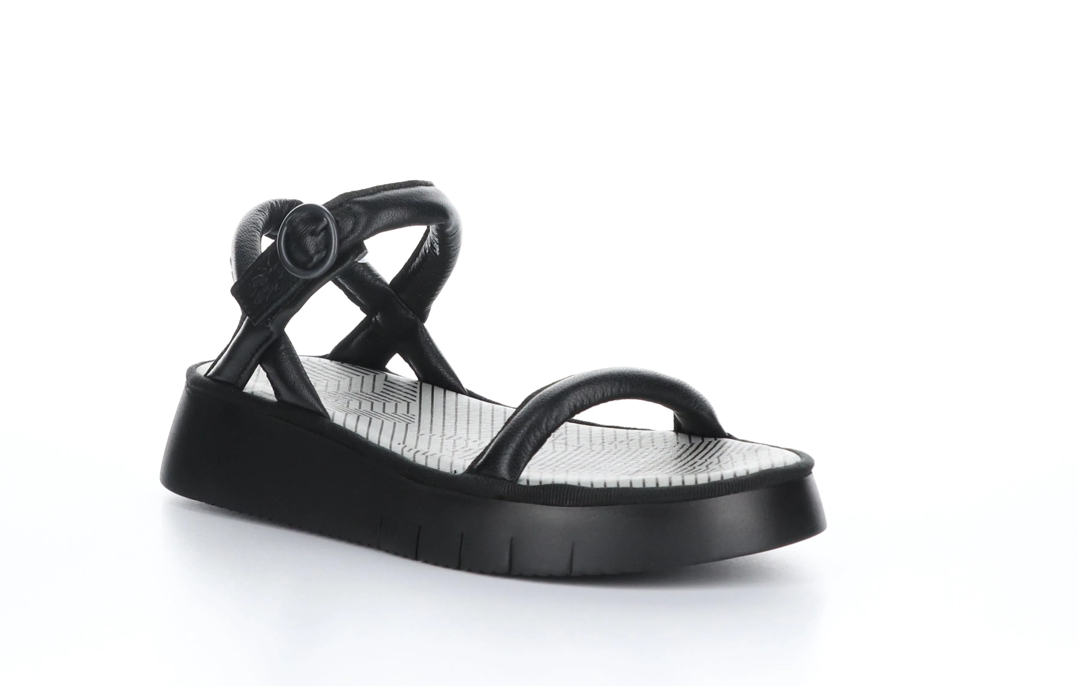 CETO315FLY Mousse Black Strappy Sandals