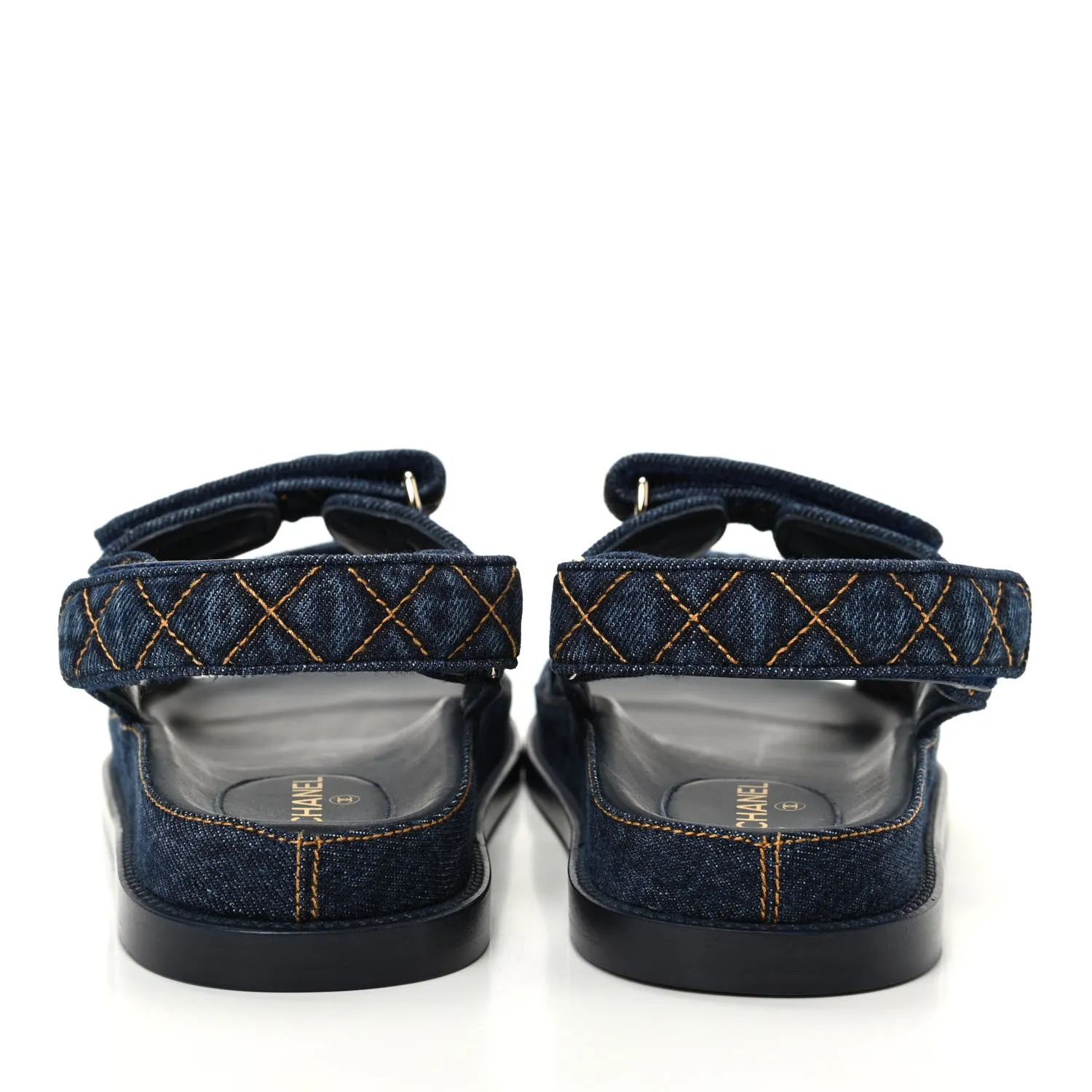 CHANEL VELCRO DENIM QUILTED DAD SANDALS