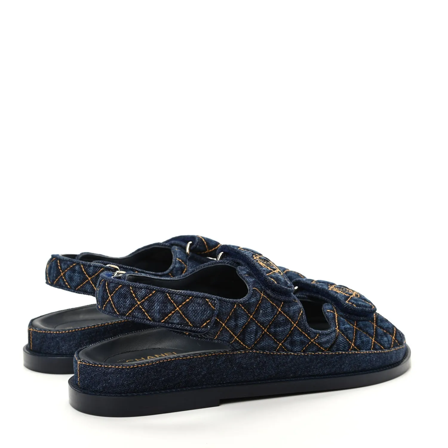 CHANEL VELCRO DENIM QUILTED DAD SANDALS