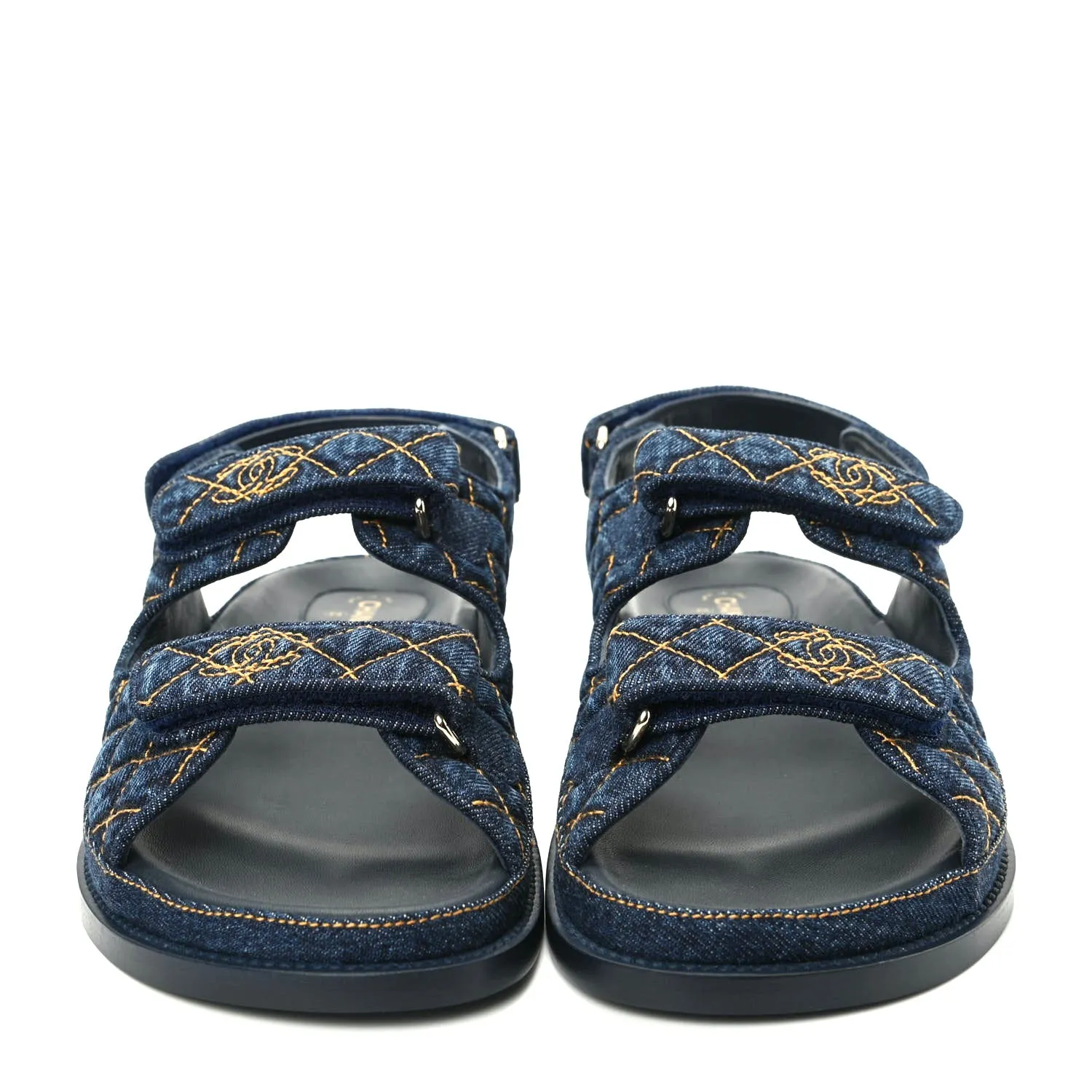 CHANEL VELCRO DENIM QUILTED DAD SANDALS