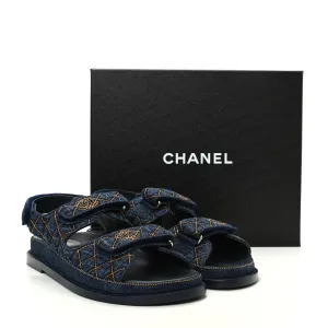 CHANEL VELCRO DENIM QUILTED DAD SANDALS