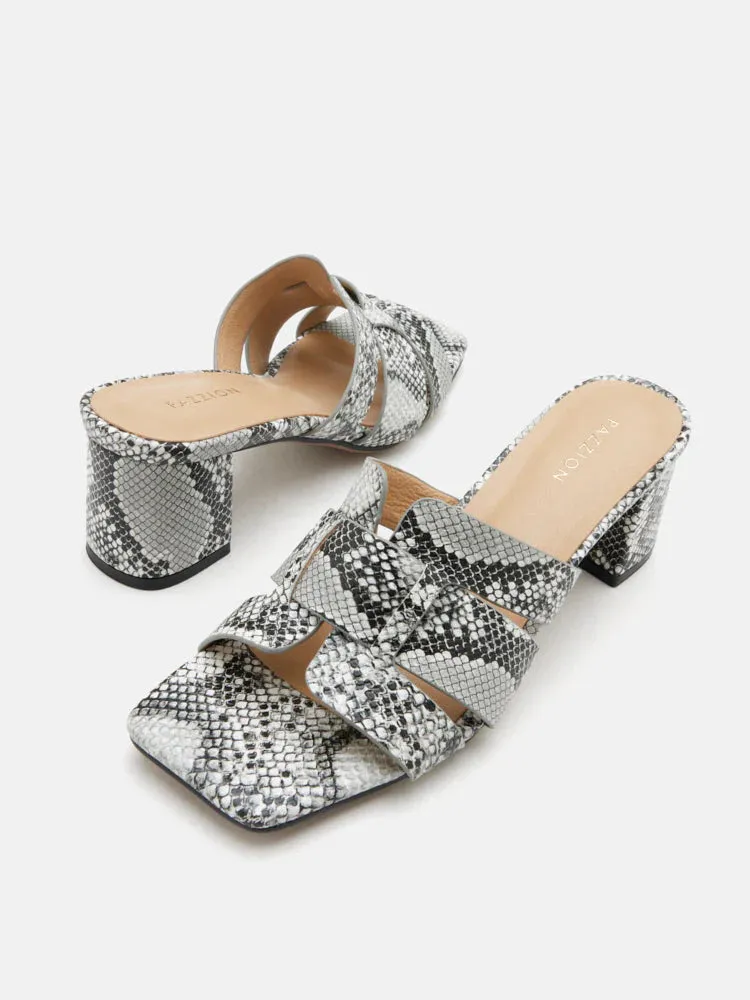 Elmira Snake-Print Leather Heels