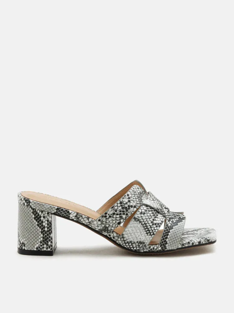 Elmira Snake-Print Leather Heels