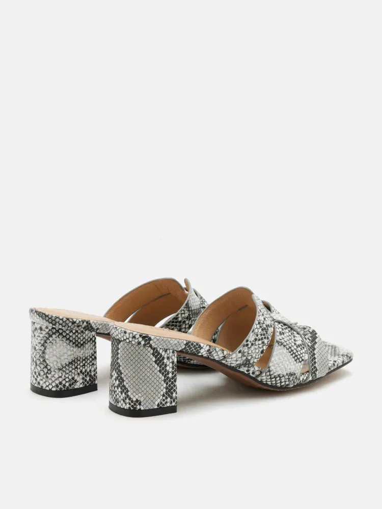 Elmira Snake-Print Leather Heels