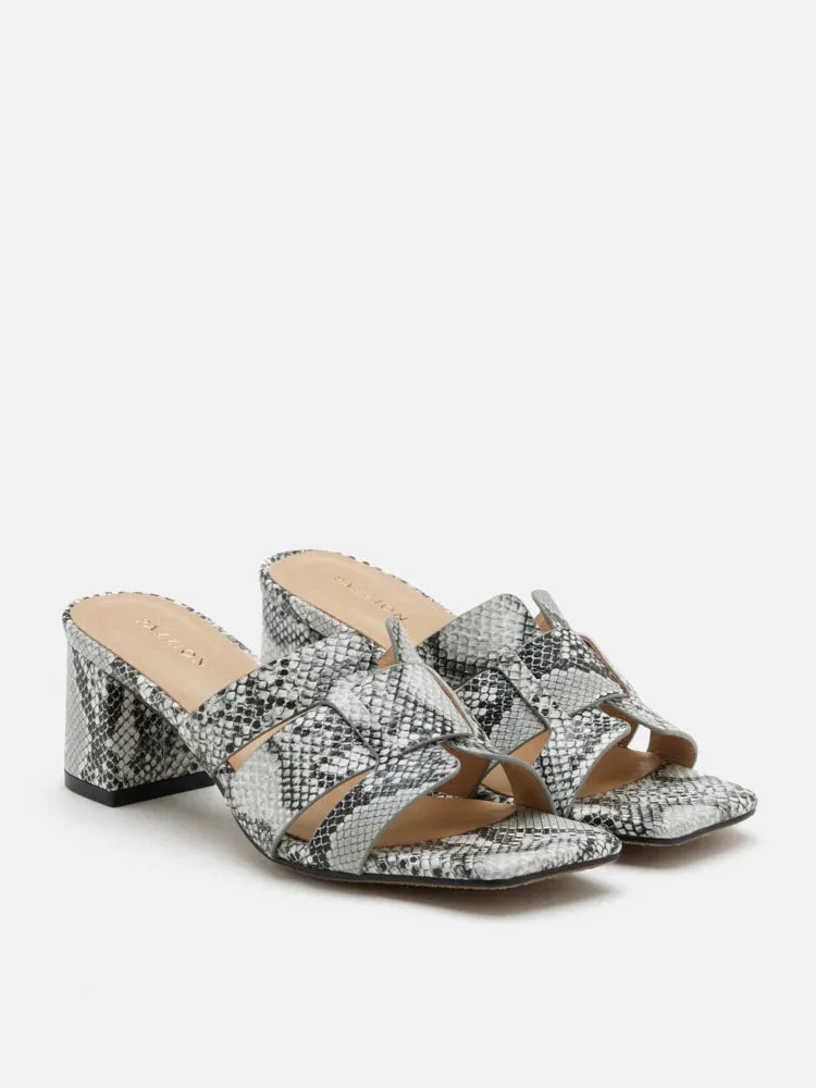 Elmira Snake-Print Leather Heels