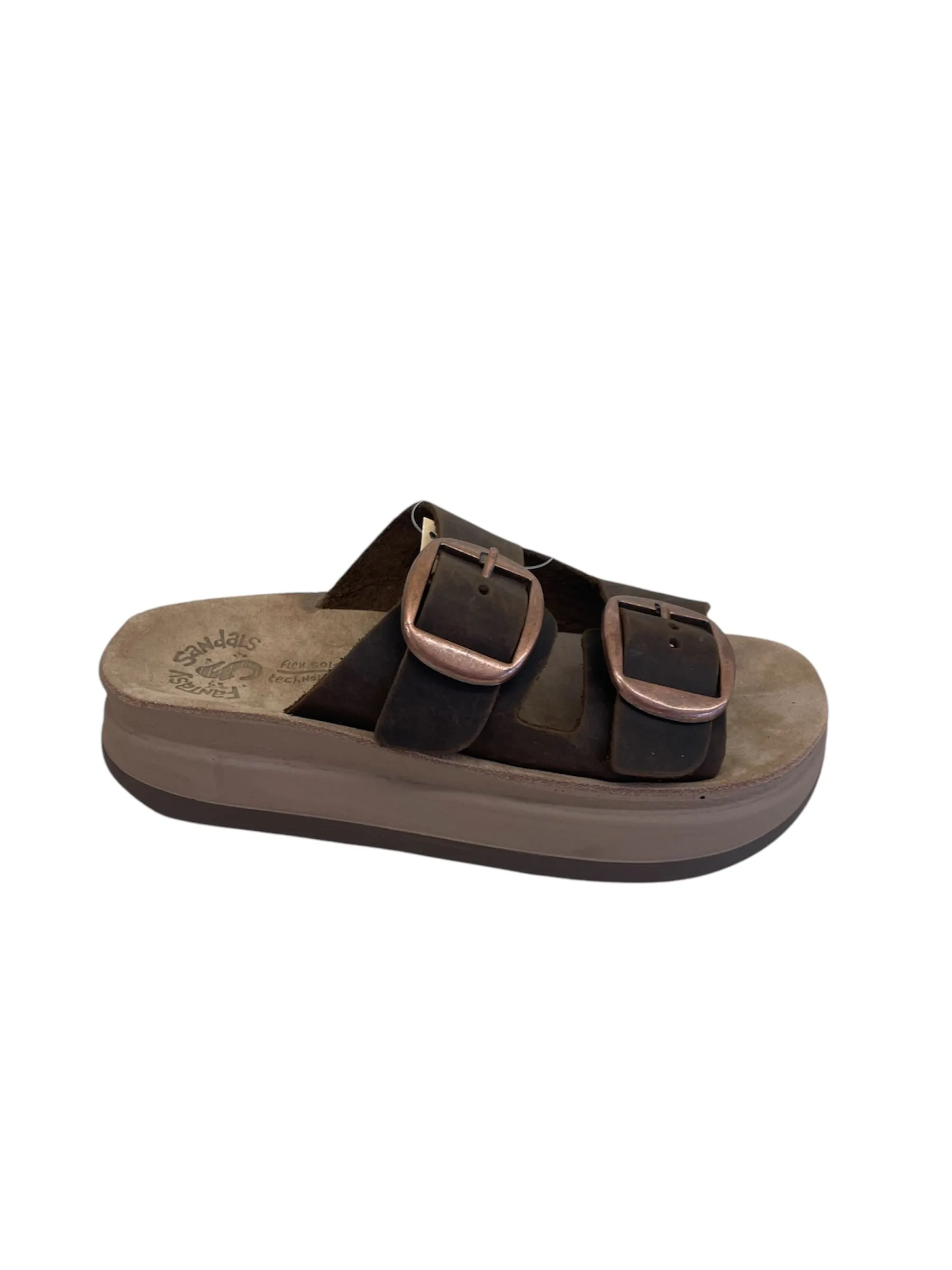 Fantasy sandals taupe leather platform sandals