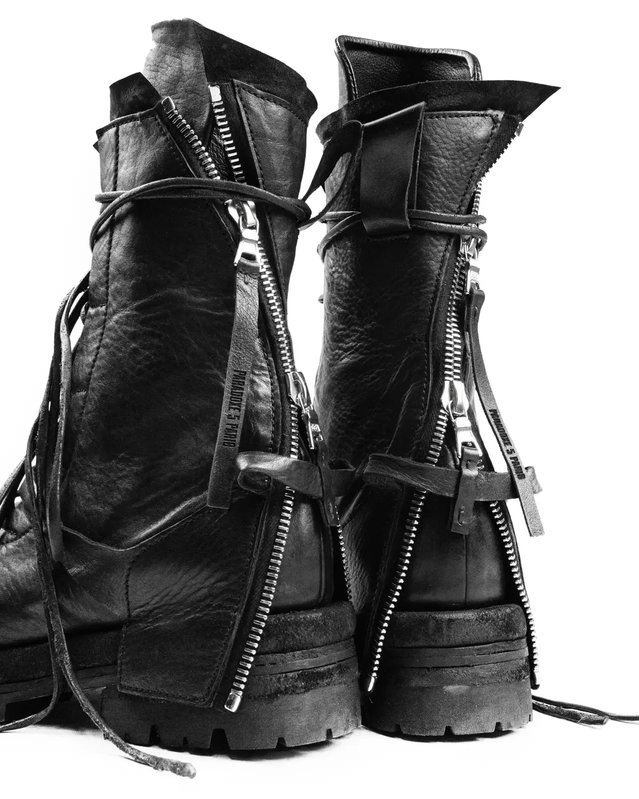 FRACTURE LEATHER COMBAT BOOTS