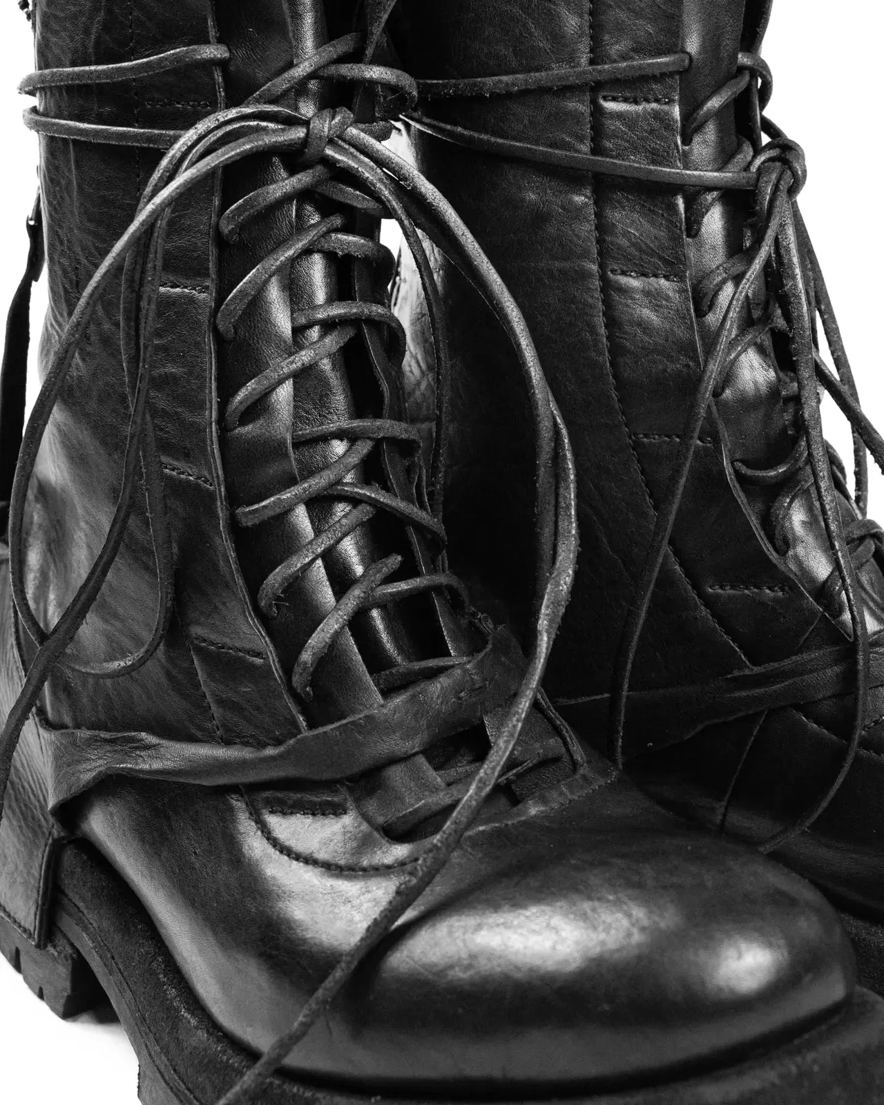 FRACTURE LEATHER COMBAT BOOTS