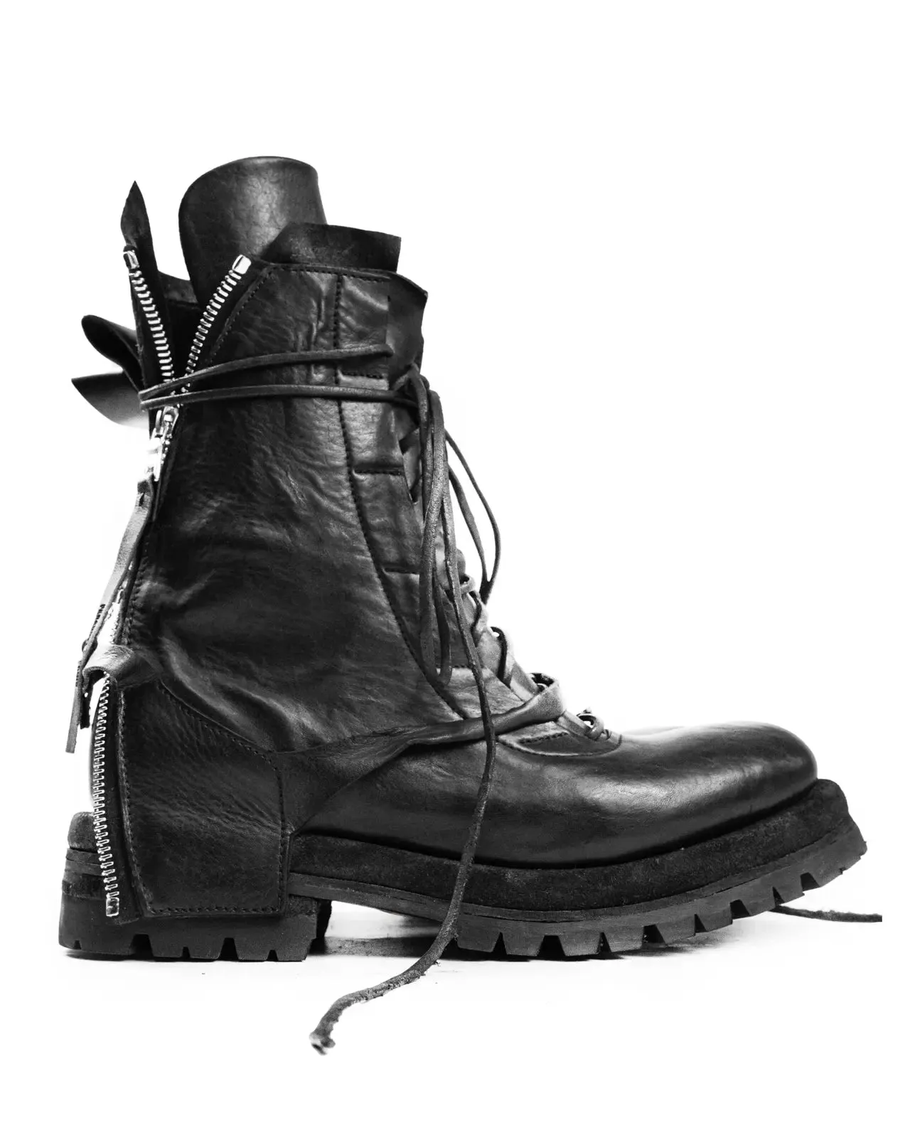 FRACTURE LEATHER COMBAT BOOTS