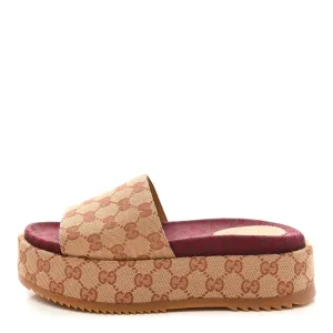 GUCCI GG MONOGRAM ANGELINA PLATFORM SLIDE SANDALS