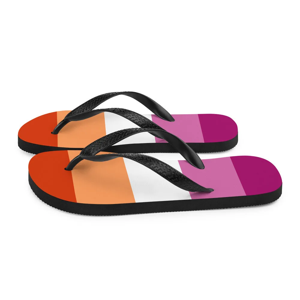Lesbian 5 Stripe Flag Flip Flops