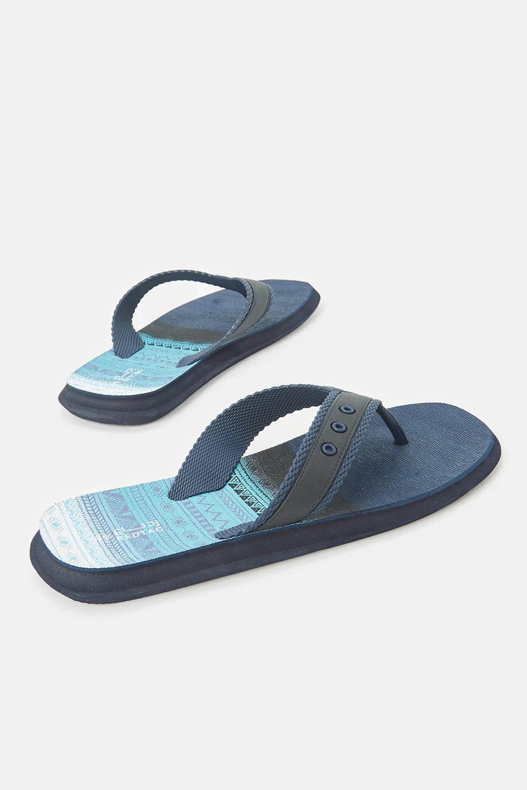 Men Navy Toe Post Flip Flop