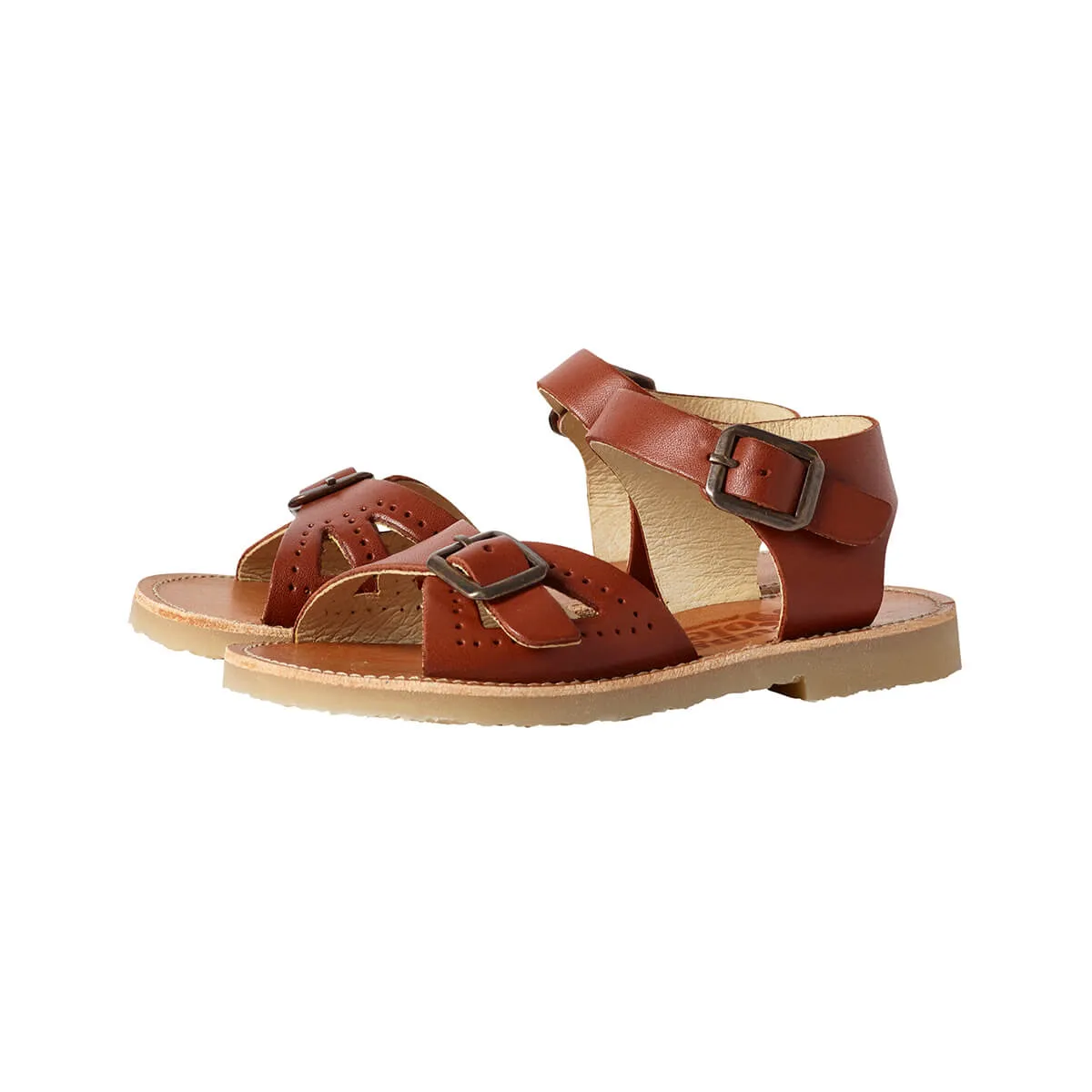 Pearl Sandals in Chestnut Brown Leather by Young Soles