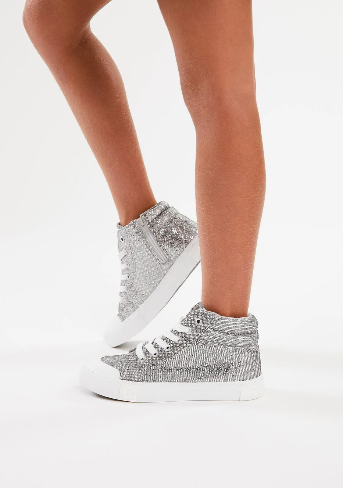 Pewter Glitter High Top Sneakers