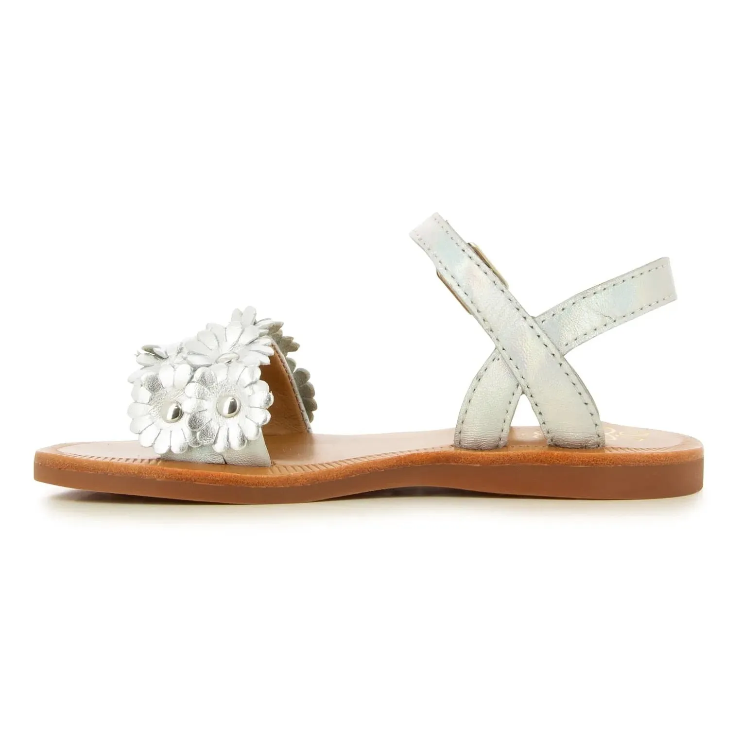 Pom D Api Girl's Silver Plagette Multi Flo Sandals