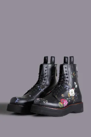SINGLE STACK BOOT - BLACK FLORAL
