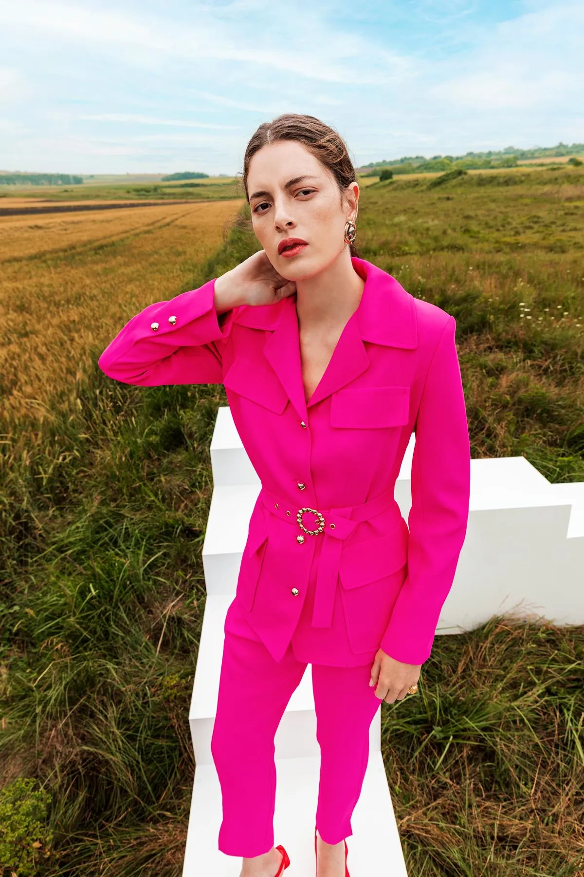 Slit Detailed Pants Fuchsia
