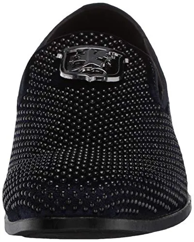 Stacy Adams Mens Swagger Studded Ornament Slip-on Driving Style Loafer, Navy, 9