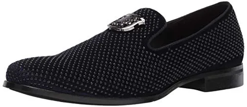 Stacy Adams Mens Swagger Studded Ornament Slip-on Driving Style Loafer, Navy, 9