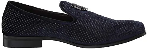 Stacy Adams Mens Swagger Studded Ornament Slip-on Driving Style Loafer, Navy, 9