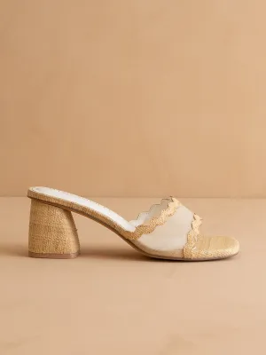 The Trina | Natural Scalloped Mesh Block Heel