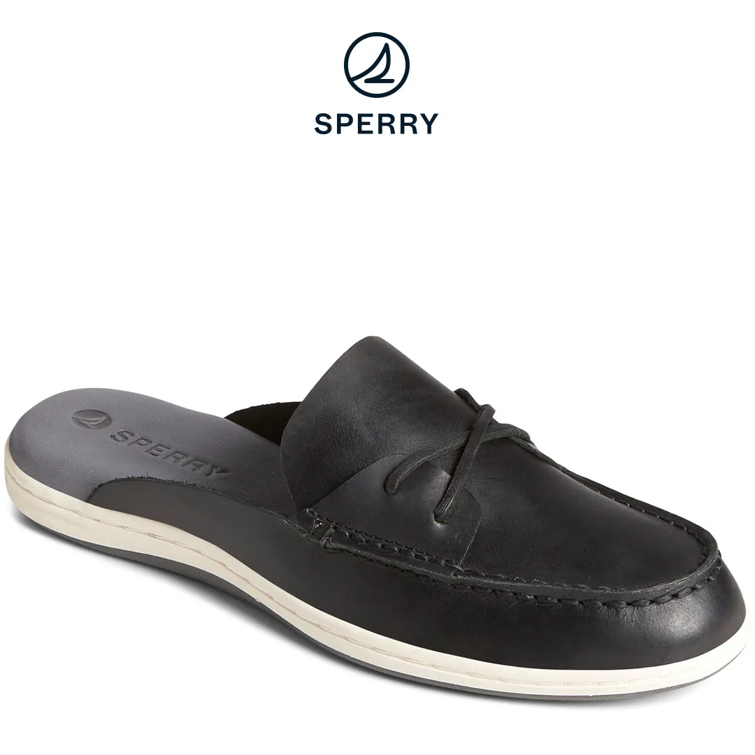 Women's Mulefish Leather Boat Shoe Black (STS88719)