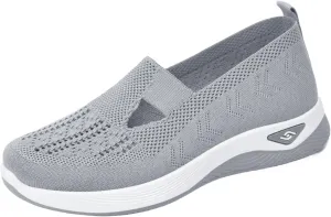 Women's Woven Orthopedic Breathable Soft Shoes Summer Casual Shoes Lightweight Mesh Ballet Nurse Slippers Diabetic Memory Foam Shoes Arch Support Slip in Walking Sneakers